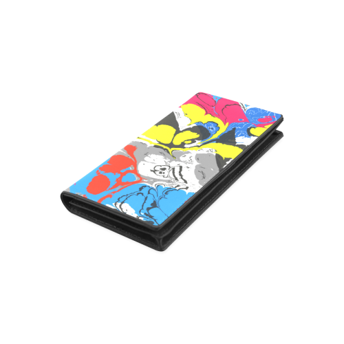 Colorful distorted shapes2 Women's Leather Wallet (Model 1611)