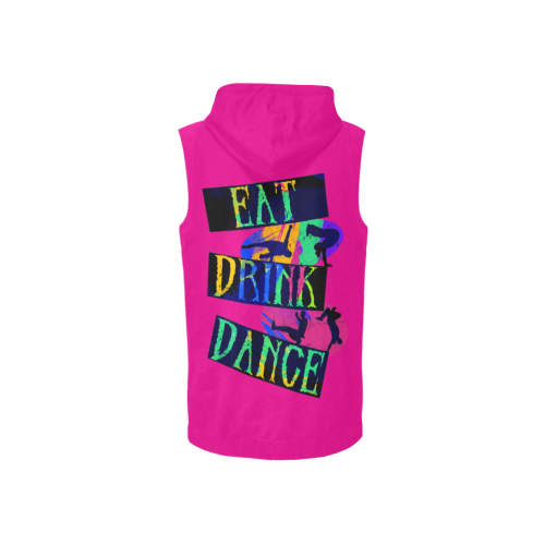 Break Dancing Colorful / Pink All Over Print Sleeveless Zip Up Hoodie for Women (Model H16)