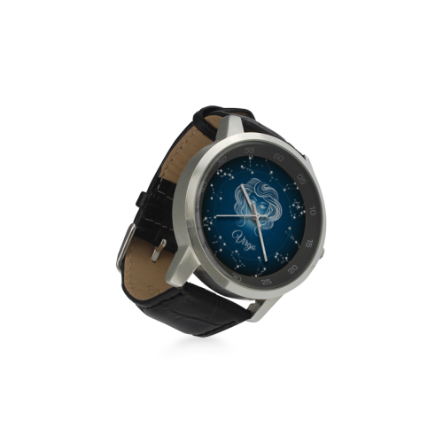 Virgo Unisex Stainless Steel Leather Strap Watch(Model 202)
