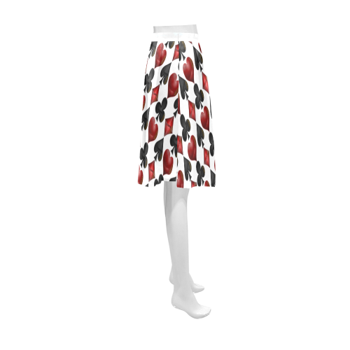 Las Vegas Black and Red Casino Poker Card Shapes on White Athena Women's Short Skirt (Model D15)