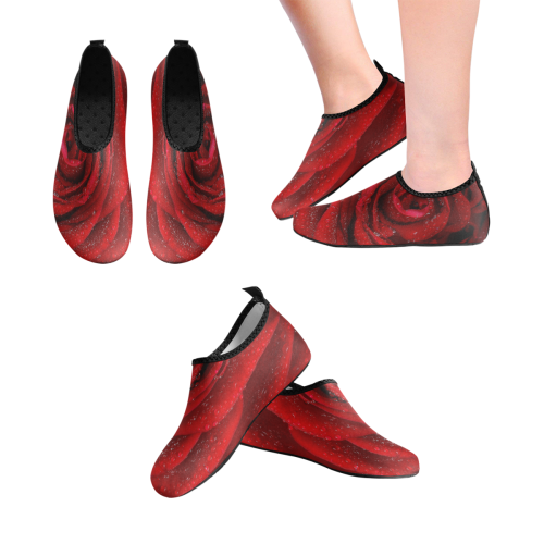 Red rosa Women's Slip-On Water Shoes (Model 056)