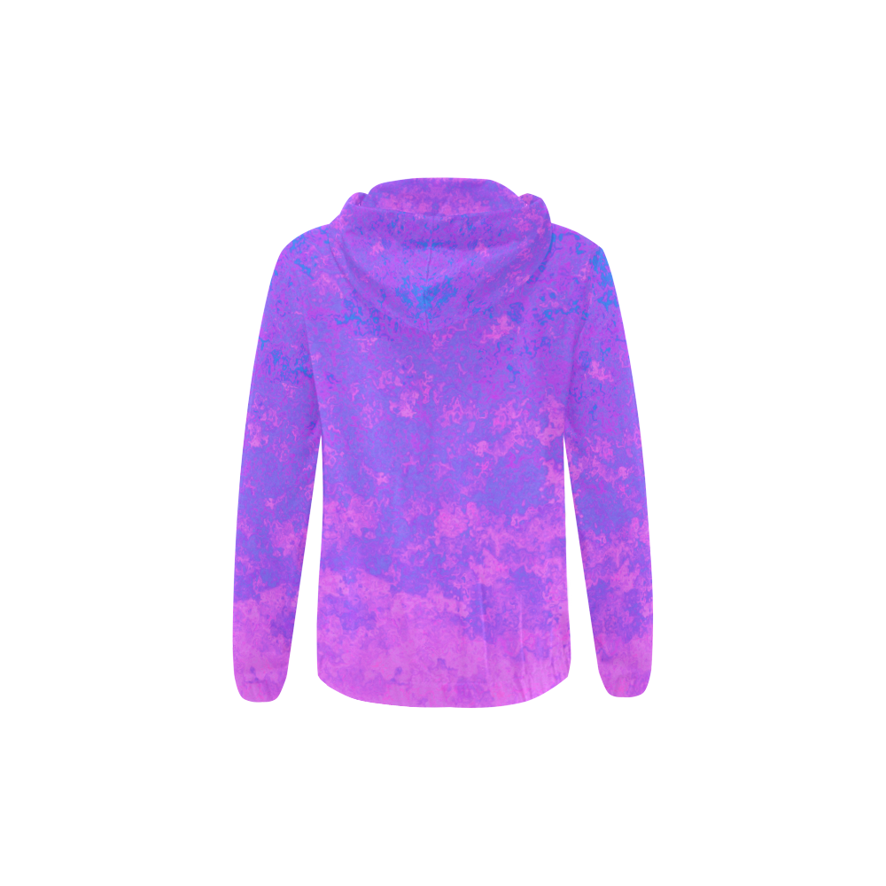 Blue/Purple/Pink Abstract All Over Print Full Zip Hoodie for Kid (Model H14)
