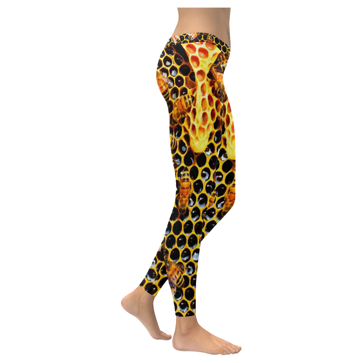 HONEY BEES 5 Women's Low Rise Leggings (Invisible Stitch) (Model L05)
