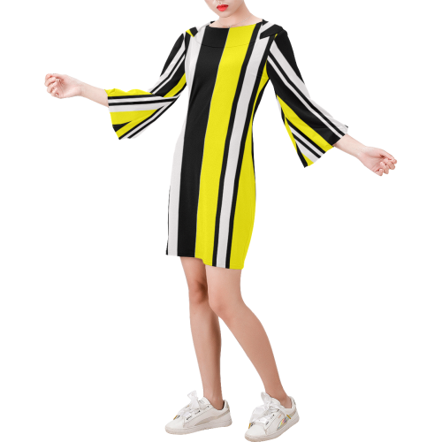 by stripes Bell Sleeve Dress (Model D52)