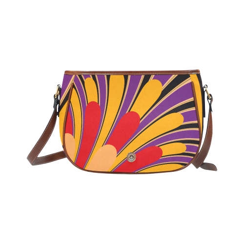 Feather Pattern Vibrant Saddle Bag/Small (Model 1649) Full Customization