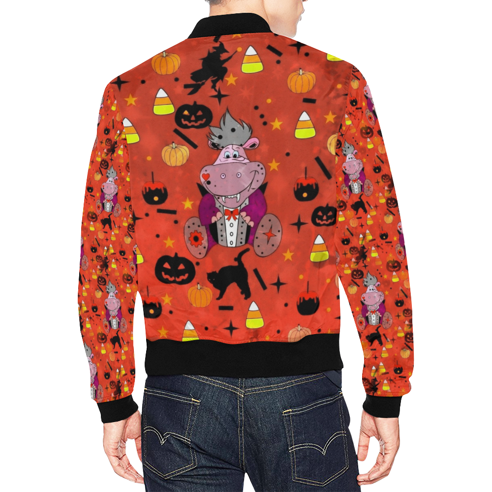 Halloween Hippo by Nico Bielow All Over Print Bomber Jacket for Men (Model H19)