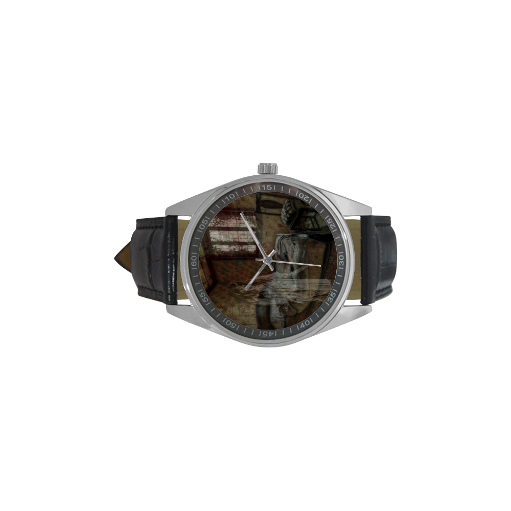 The Ghost in my House Men's Casual Leather Strap Watch(Model 211)
