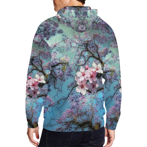 Cherry blossomL All Over Print Full Zip Hoodie for Men (Model H14)