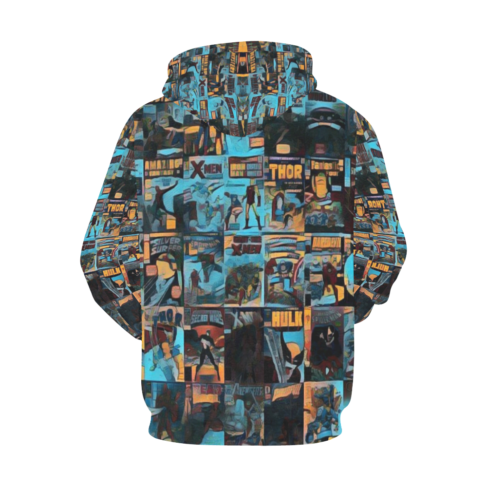 Comic Lover Hoodie Blkue and Orange All Over Print Hoodie for Men/Large Size (USA Size) (Model H13)