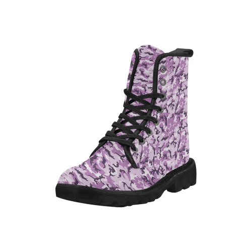Woodland Pink Purple Camouflage Martin Boots for Women (Black) (Model 1203H)