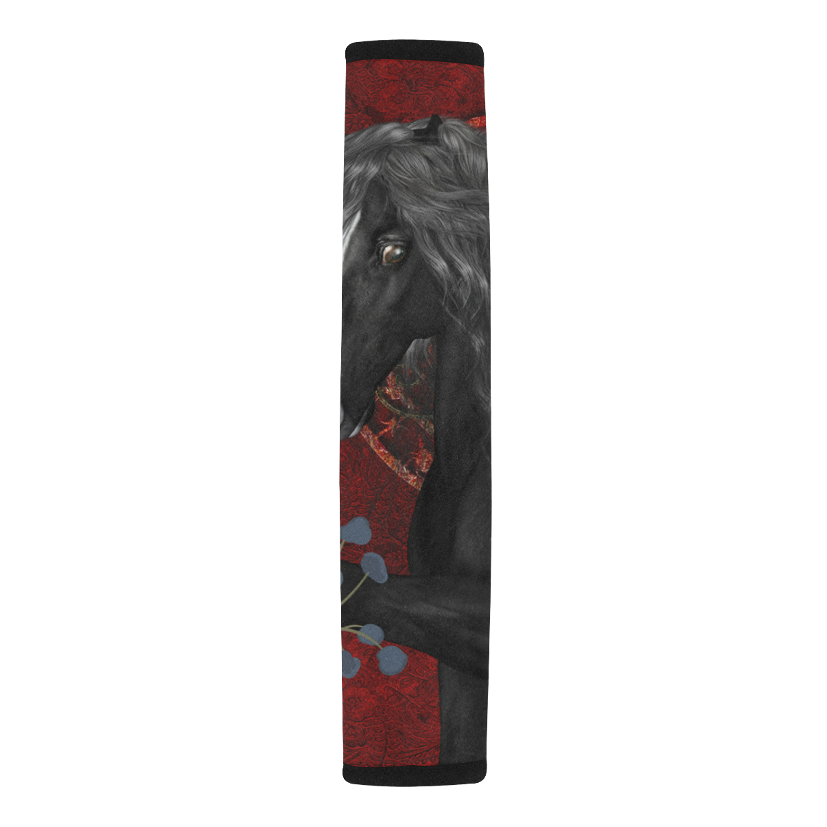 Black horse with flowers Car Seat Belt Cover 7''x12.6''