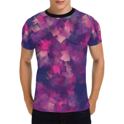 purple pink magenta cubism #modern Men's All Over Print T-Shirt with Chest Pocket (Model T56)