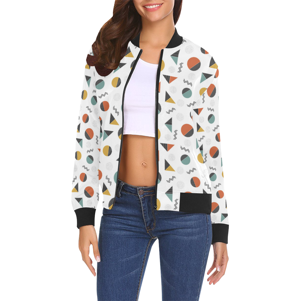 Geo Cutting Shapes All Over Print Bomber Jacket for Women (Model H19)
