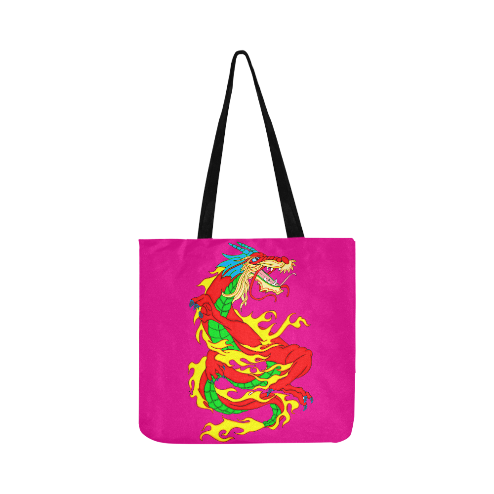 Red Chinese Dragon Pink Reusable Shopping Bag Model 1660 (Two sides)