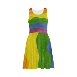 Gay Pride - Rainbow Flag Waves Stripes 3 Atalanta Sundress (Model D04)