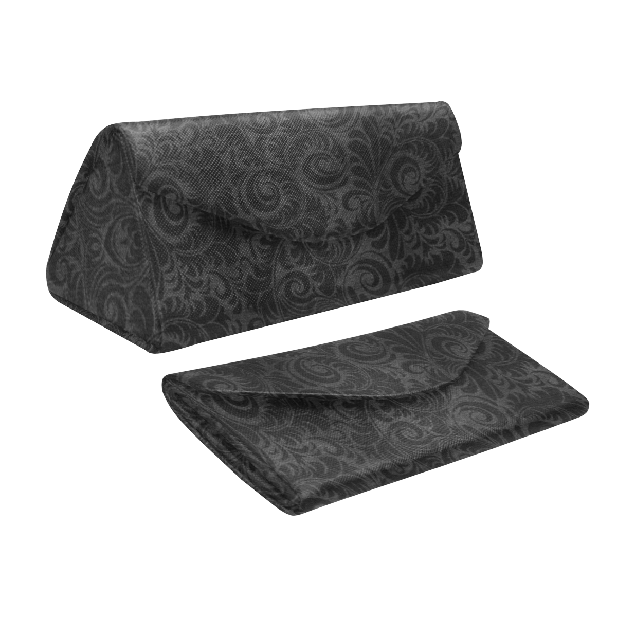 Denim, vintage floral pattern, black grey bohemian Custom Foldable Glasses Case