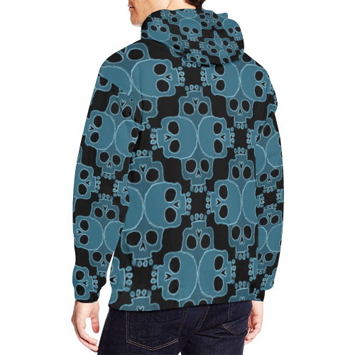 skull jigsaw blue All Over Print Hoodie for Men (USA Size) (Model H13)