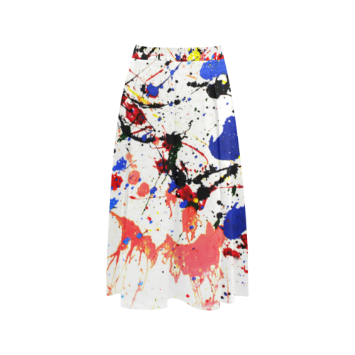 Blue and Red Paint Splatter Aoede Crepe Skirt (Model D16)