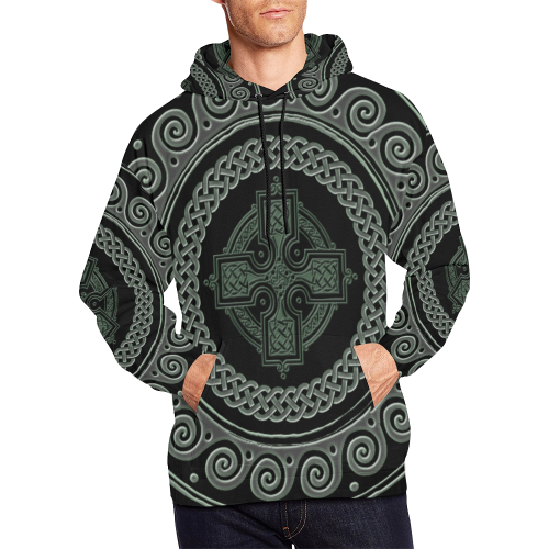 Awesome Celtic Cross All Over Print Hoodie for Men (USA Size) (Model H13)