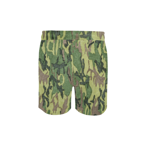 Military Camo Green Woodland Camouflage Men's Mid-Length Swim Shorts (Model L39)