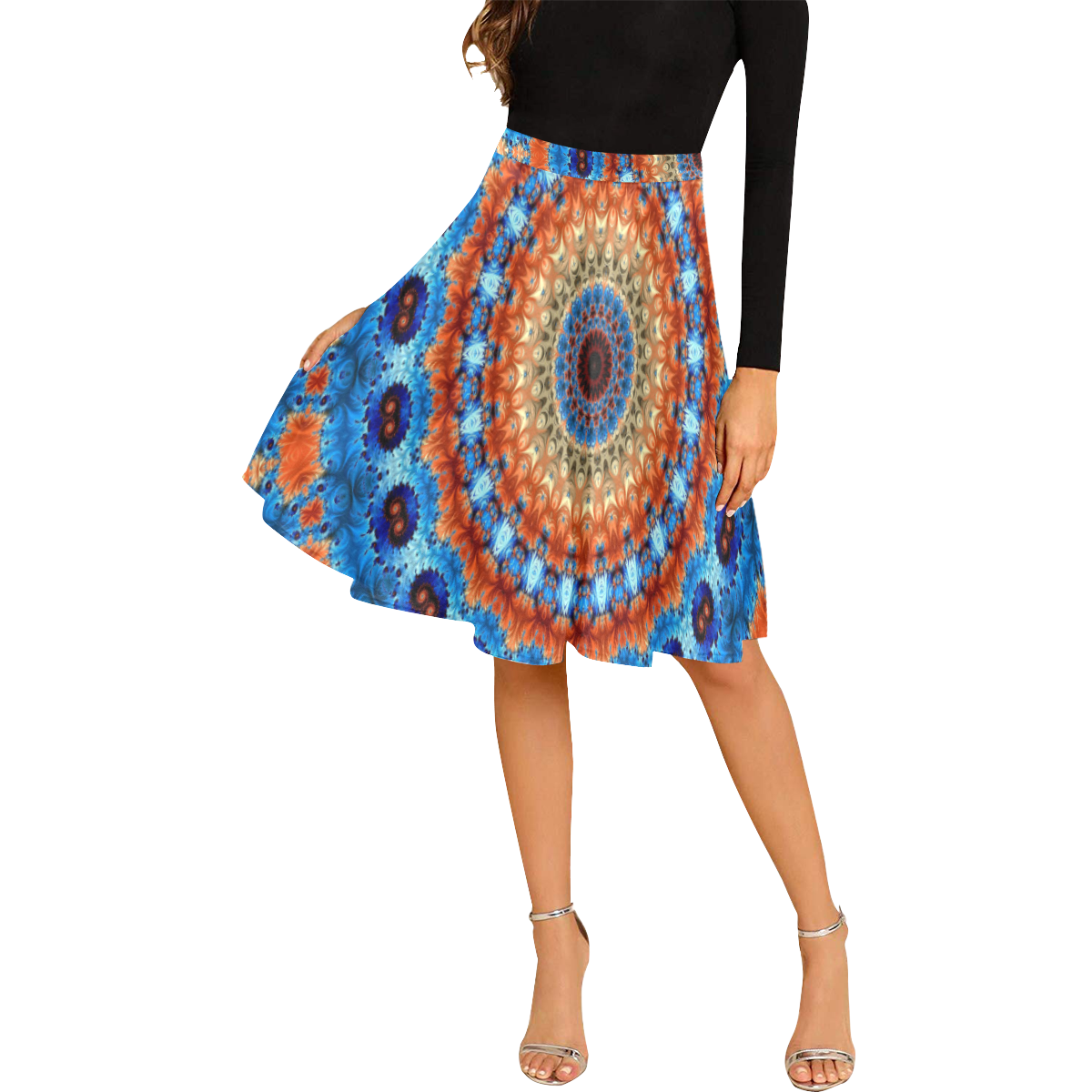 Kaleidoscope Melete Pleated Midi Skirt (Model D15)