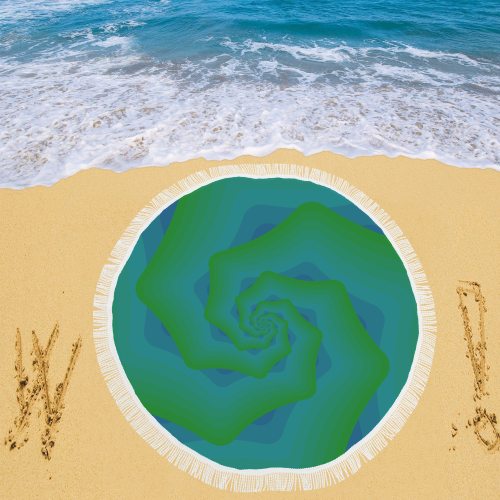 Green blue wave Circular Beach Shawl 59"x 59"