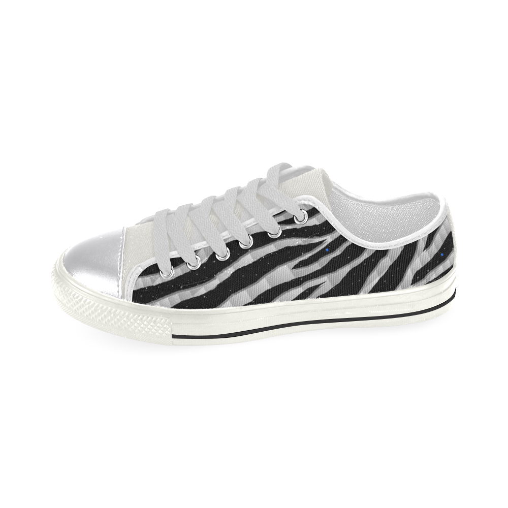 Ripped SpaceTime Stripes - White Women's Classic Canvas Shoes (Model 018)