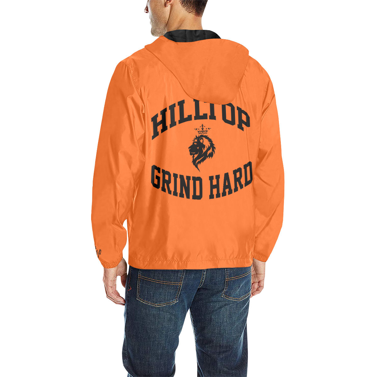 HillTop Orange All Over Print Quilted Windbreaker for Men (Model H35)