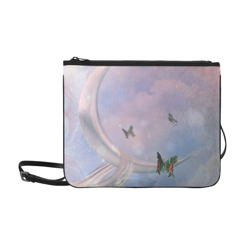 The moon with butterflies Slim Clutch Bag (Model 1668)