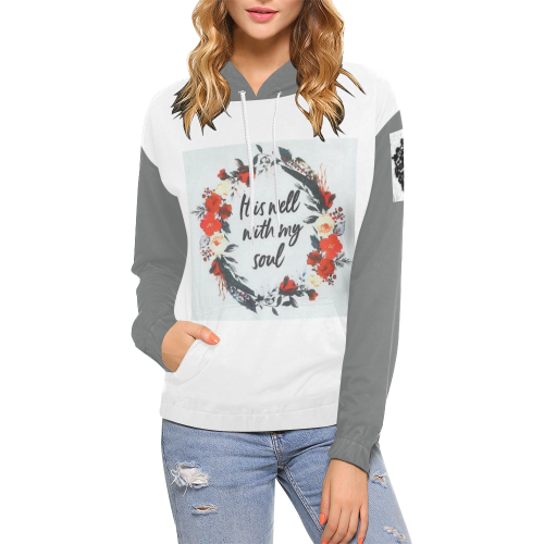92 Flower All Over Print Hoodie for Women (USA Size) (Model H13)