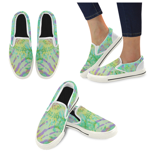 Tie-dye Women's Slip-on Canvas Shoes (Model 019)