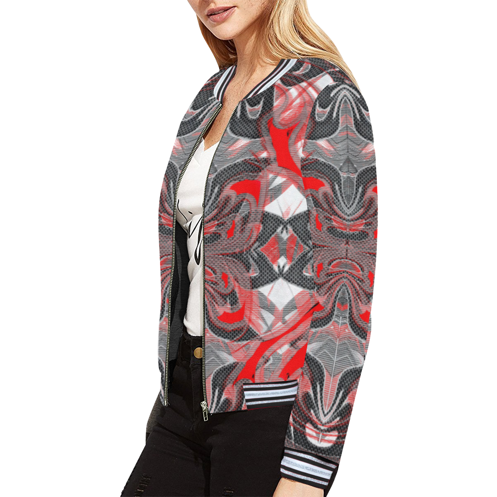 sml 5000TRYONE 113 A27 All Over Print Bomber Jacket for Women (Model H21)