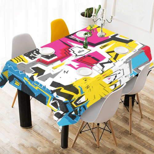 Distorted shapes Cotton Linen Tablecloth 52"x 70"