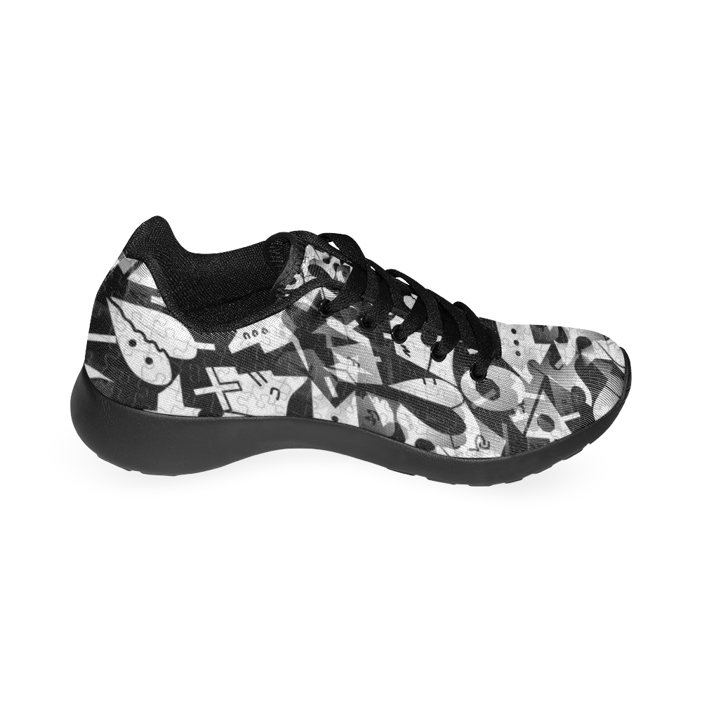 Black and White Pop Art by Nico Bielow Kid's Running Shoes (Model 020)