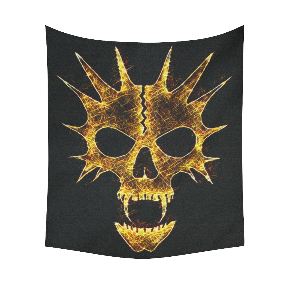 3D Gothic Vampire Skull Black Light Horror Cotton Linen Wall Tapestry 51"x 60"
