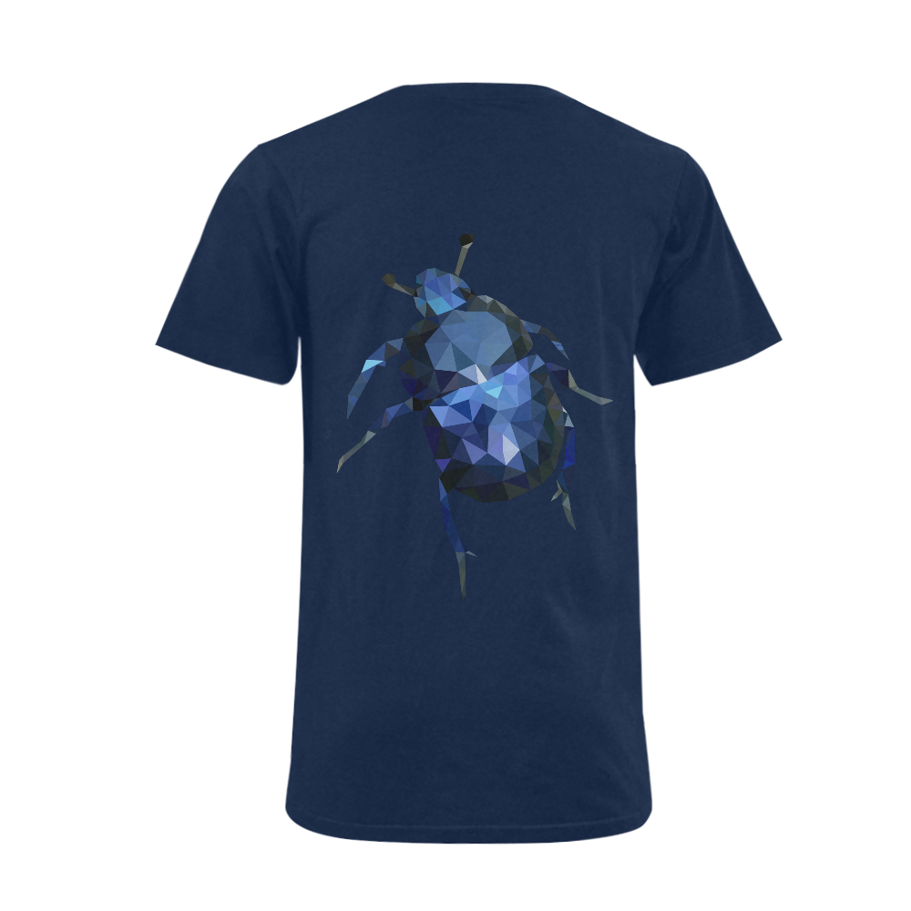 Low poly geometrical blue bug Men's V-Neck T-shirt  Big Size(USA Size) (Model T10)