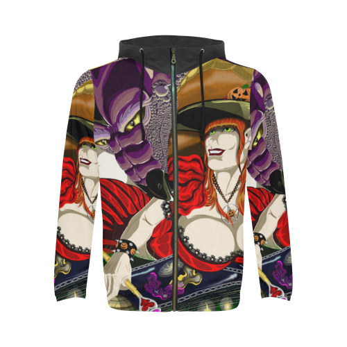 Trippy Witch All Over Print Hoodie All Over Print Full Zip Hoodie for Men (Model H14)