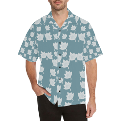 leaves on color ornate Hawaiian Shirt (Model T58)