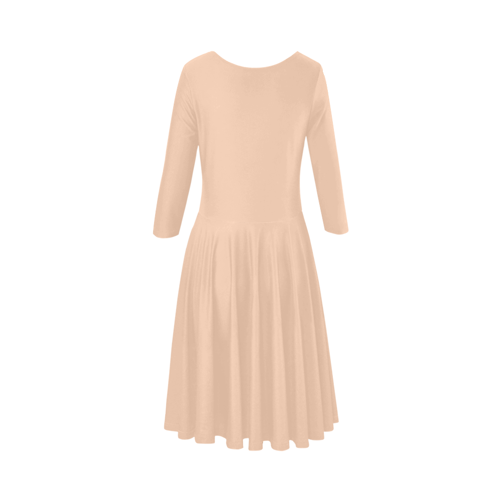 color apricot Elbow Sleeve Ice Skater Dress (D20)