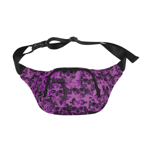 cloudy Skulls black purple by JamColors Fanny Pack/Small (Model 1677)