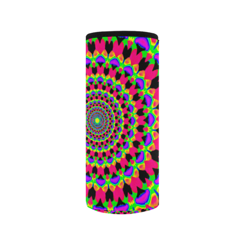 Neon Kaleidoscope Mandala Neoprene Water Bottle Pouch/Medium