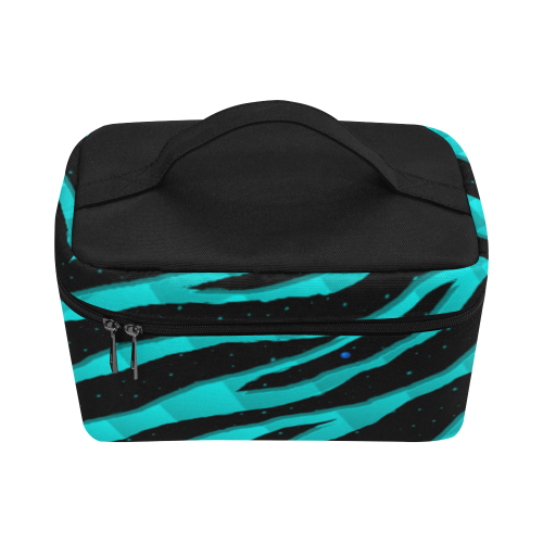 Ripped SpaceTime Stripes - Cyan Cosmetic Bag/Large (Model 1658)