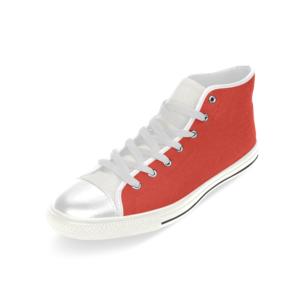 Cherry Tomato Red and White Men’s Classic High Top Canvas Shoes (Model 017)