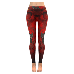 Funny angry cat Women's Low Rise Leggings (Invisible Stitch) (Model L05)