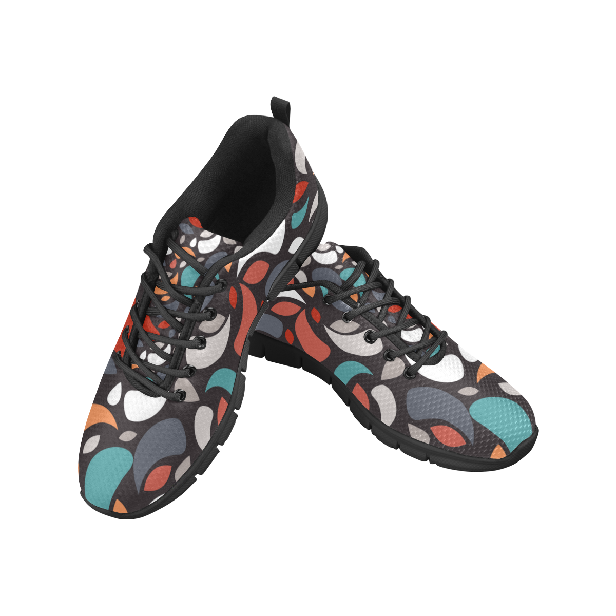 Colorful Leaves And Geometric Shapes Women's Breathable Running Shoes/Large (Model 055)