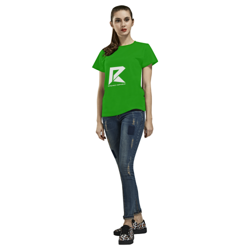 T-Shirt for Women(Green and Whithe) All Over Print T-Shirt for Women (USA Size) (Model T40)