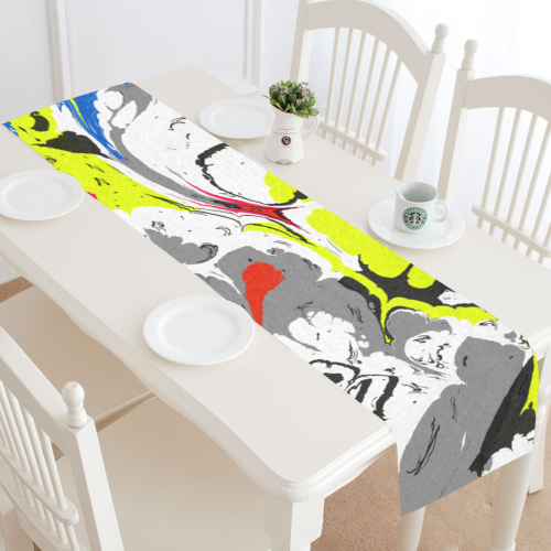 Colorful distorted shapes2 Table Runner 16x72 inch
