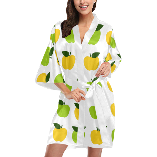 Apples Teacher's Pet Yellow Green Kimono Robe