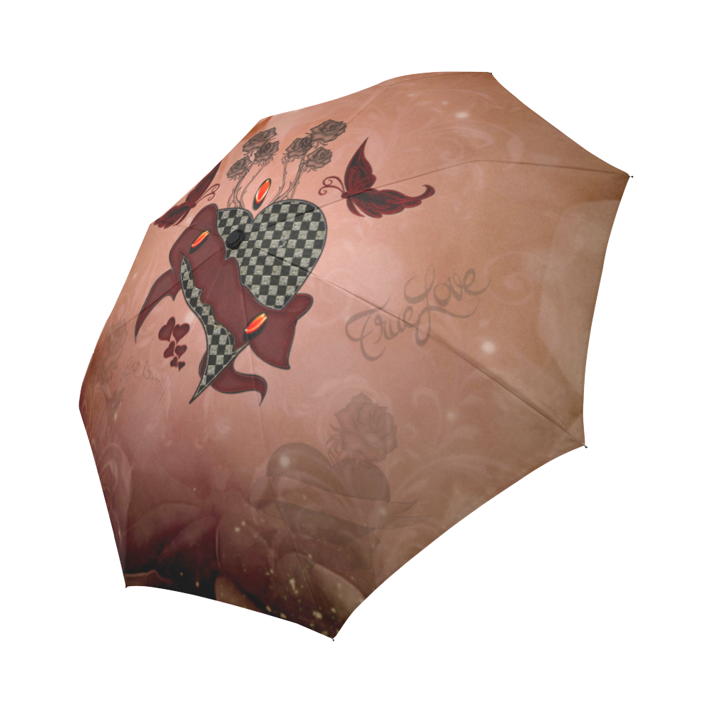 Heart with butterflies Auto-Foldable Umbrella (Model U04)