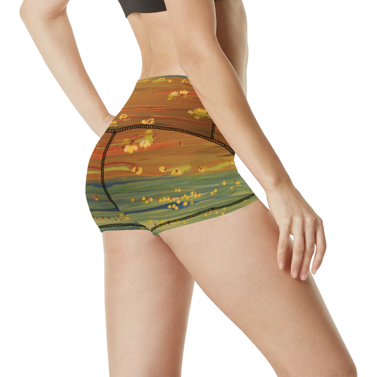 Golden Lotus Women's All Over Print Yoga Shorts (Model L17)